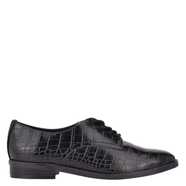 Nine West Maia Lace Up Black Oxfords | South Africa 83S28-2D85
